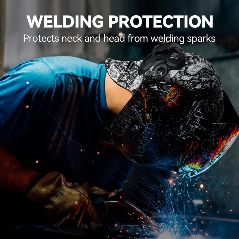 ARCCAPTAIN Reversible Welding Cap, 8 Panel Protective Welders Cap, 10 oz Fireproof Cotton Comforts for Safety and Protection While Welding to Men Women, Cashew, 7 7/8 - Image 2